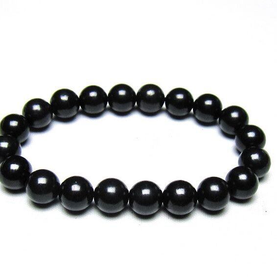 シュンガイト ブレスレット 10mm 一点物 メール便可 111-49717
