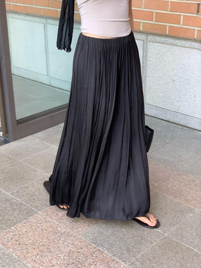 Pleated Flare Long Skirt