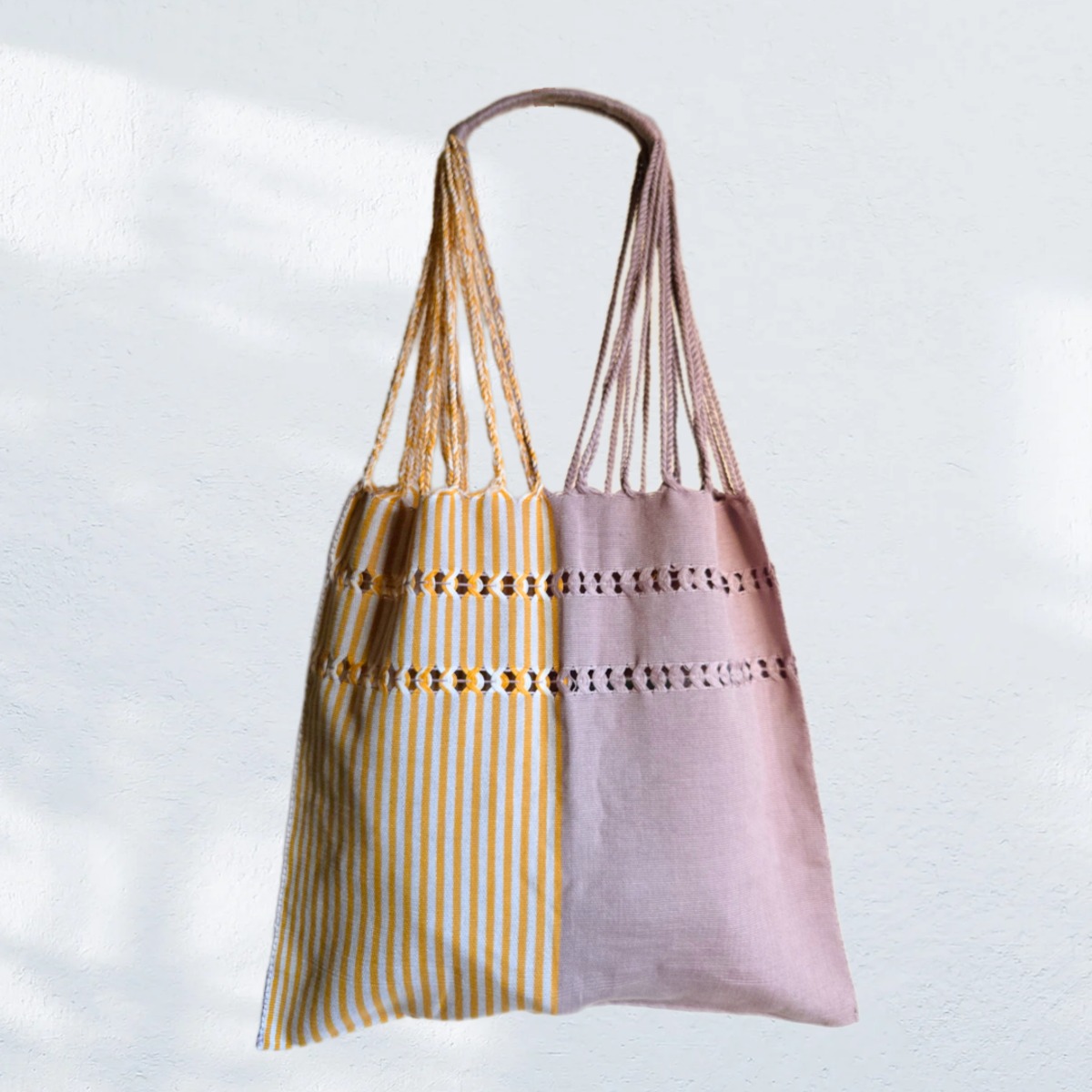 メキシコ　手紡ぎ手織り物 メキシコ ララインサール手織りハンモックバッグ | gururi