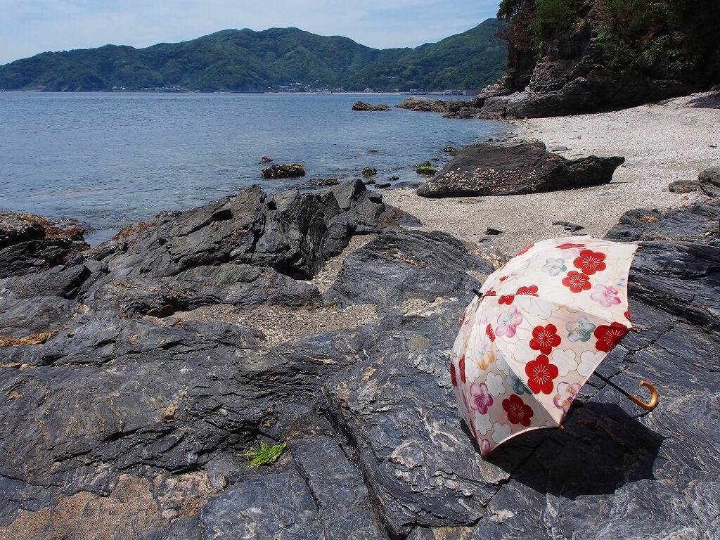 着物リメイク日傘＊梅の柄の小紋から作った日傘, Kimono upcycling
