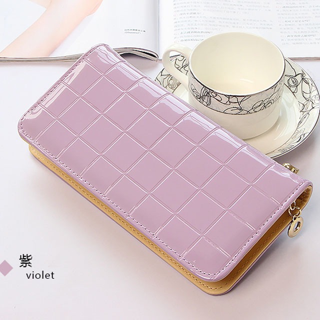 バイオレット レディース 財布 シンプル エナメル 人気 長財布 かわいい 即日発送 Worldzipangu 全国送料無料