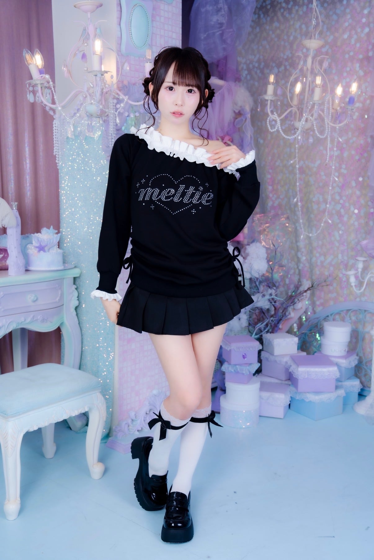 Sweet Ribbon Pleats Skirt