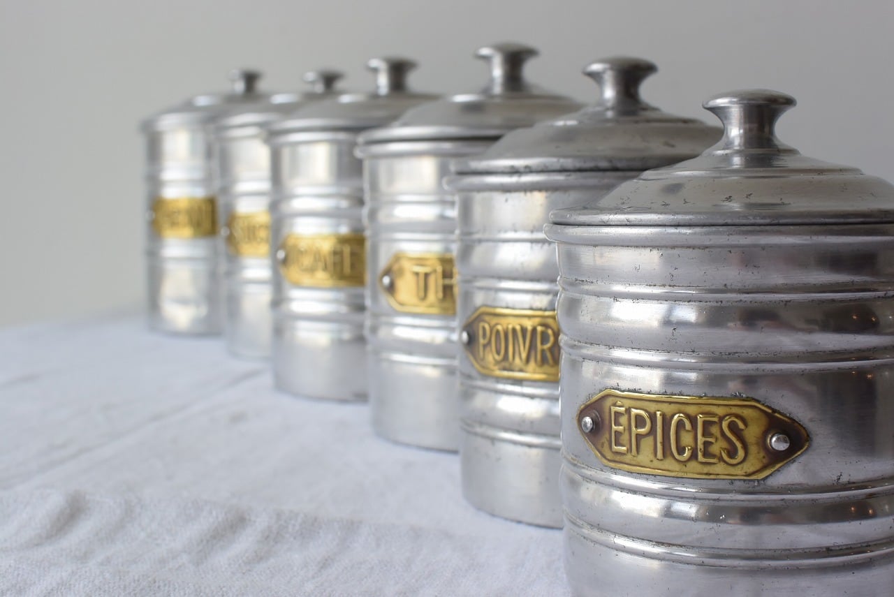 アンティークアルミキャニスター6個セット | 古道具 こころね