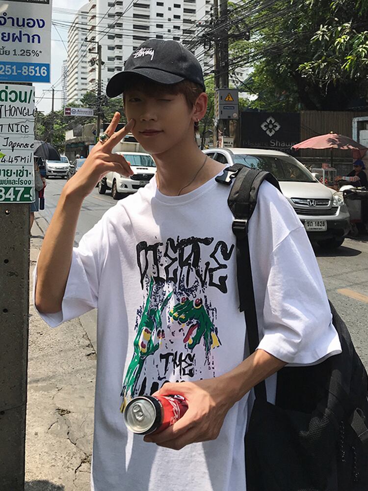 全2色 Tシャツ カットソー プリント カジュアル シンプル