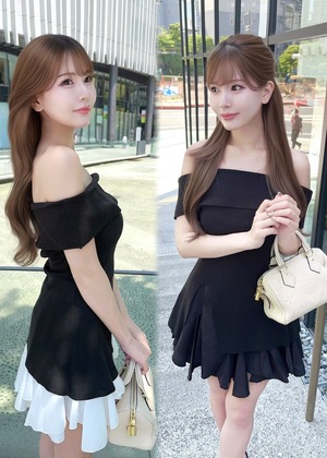 スリットオフショルダートップス【BLACK】