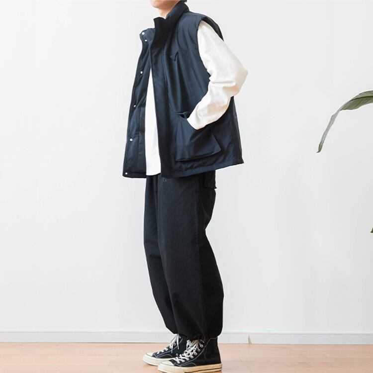 ★RETRO LARGE POCKET STAND COLLAR VEST　　　12308