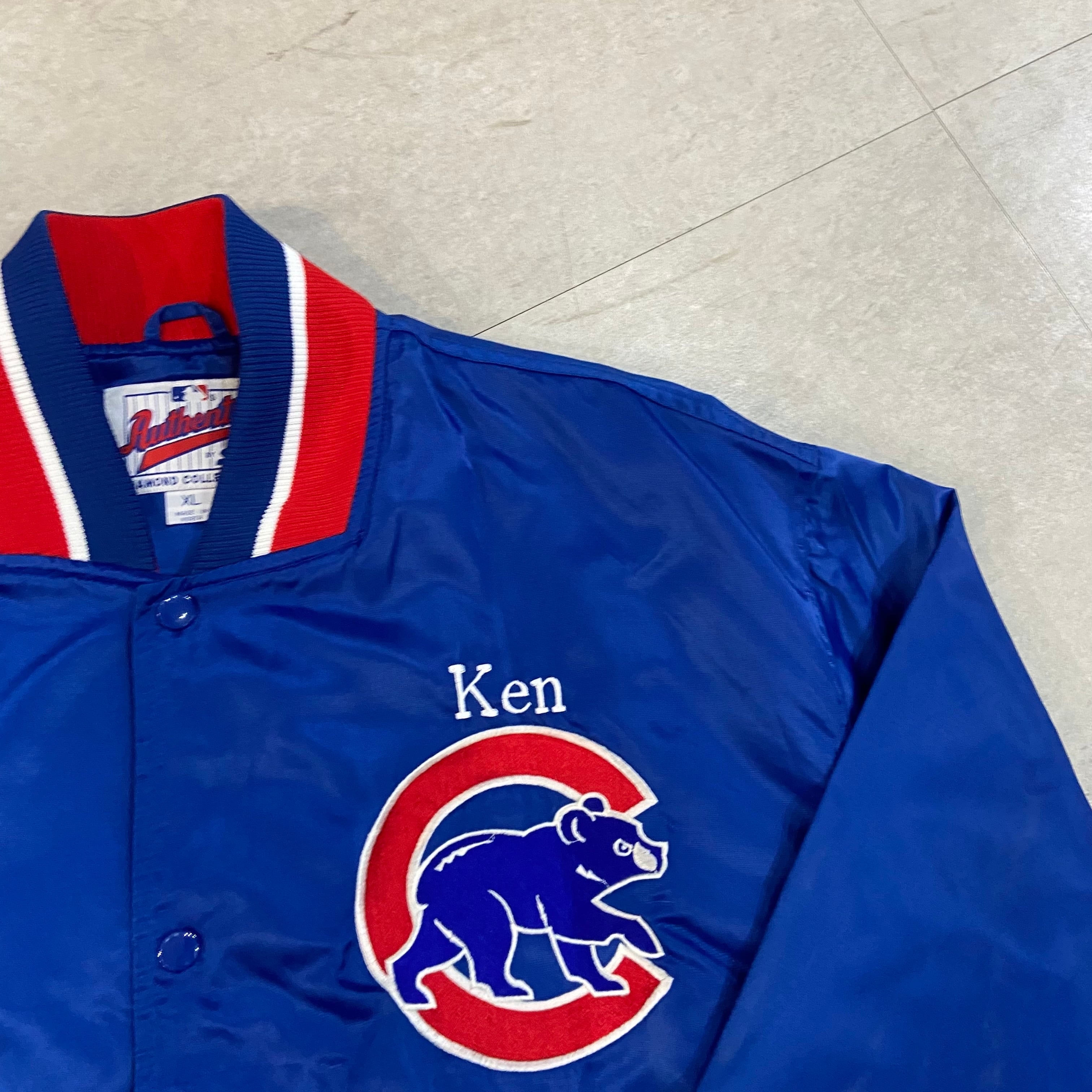 size:XL【 Chicago Cubs 】シカゴ･カブス ナイロンジャケット スタジアムジャンパー スタジャン MLB ブルー 青 古着 古着屋  高円寺 ビンテージ