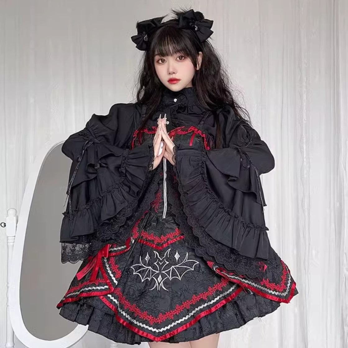 ゴスロリ M すぅ ハロウィン フリルワンピース 黒 ゴシックロリータ 地雷 ブラック