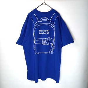 DELTAアパレル　クルーネック　プリントTシャツ　卒業式　半袖　ブルー　XL