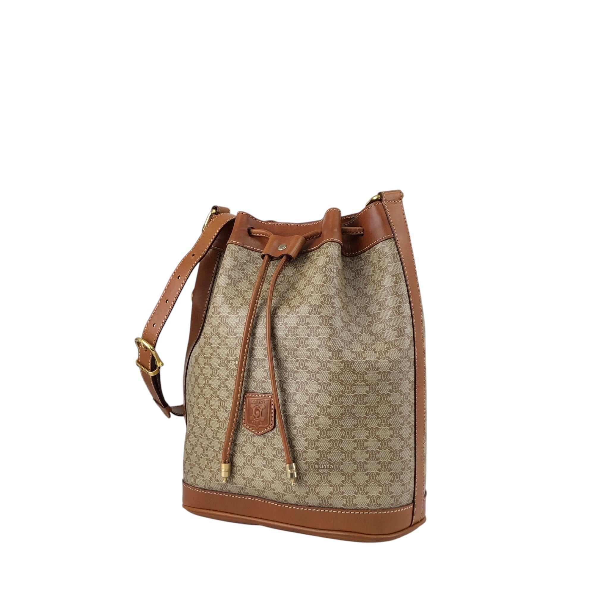 CELINE セリーヌ マカダム ショルダーバッグ ベージュ ブラゾン型押し