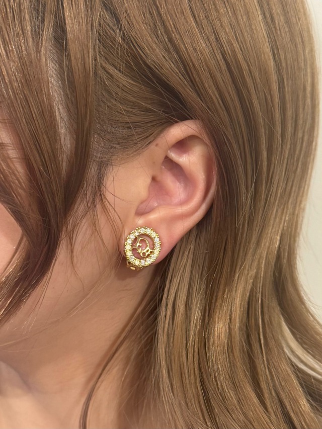 Christian Dior / vintage stone oval earrings.