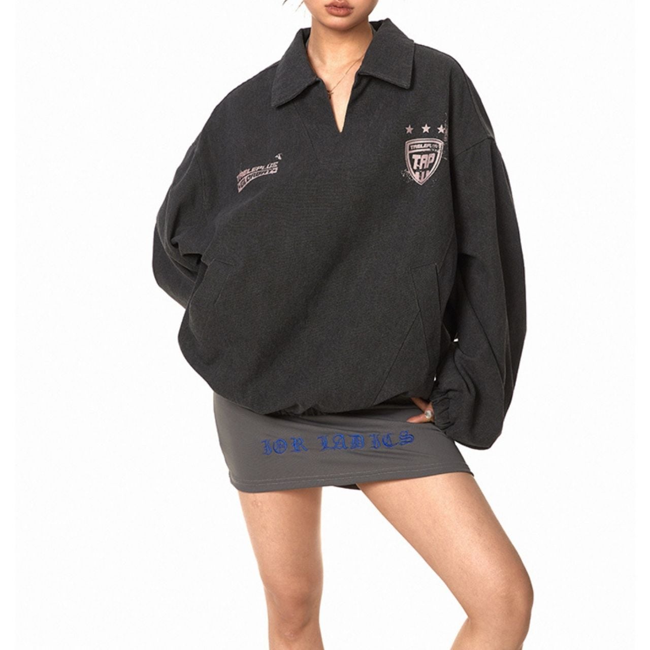 エンブレムロゴハーフジッププルオーバー 2col R00863