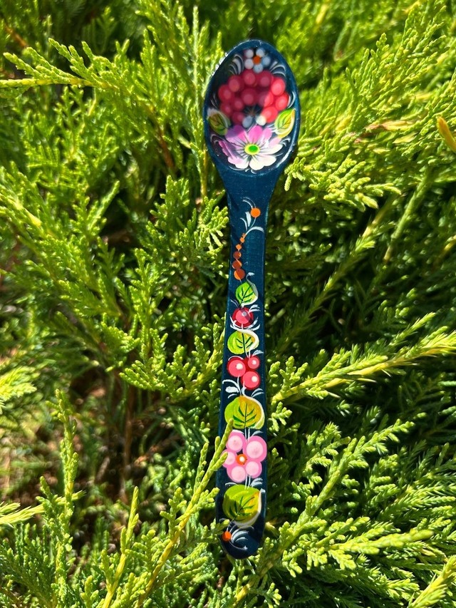 ペトリキフカ塗り　木製スプーン（ホメンコ作) 16cm