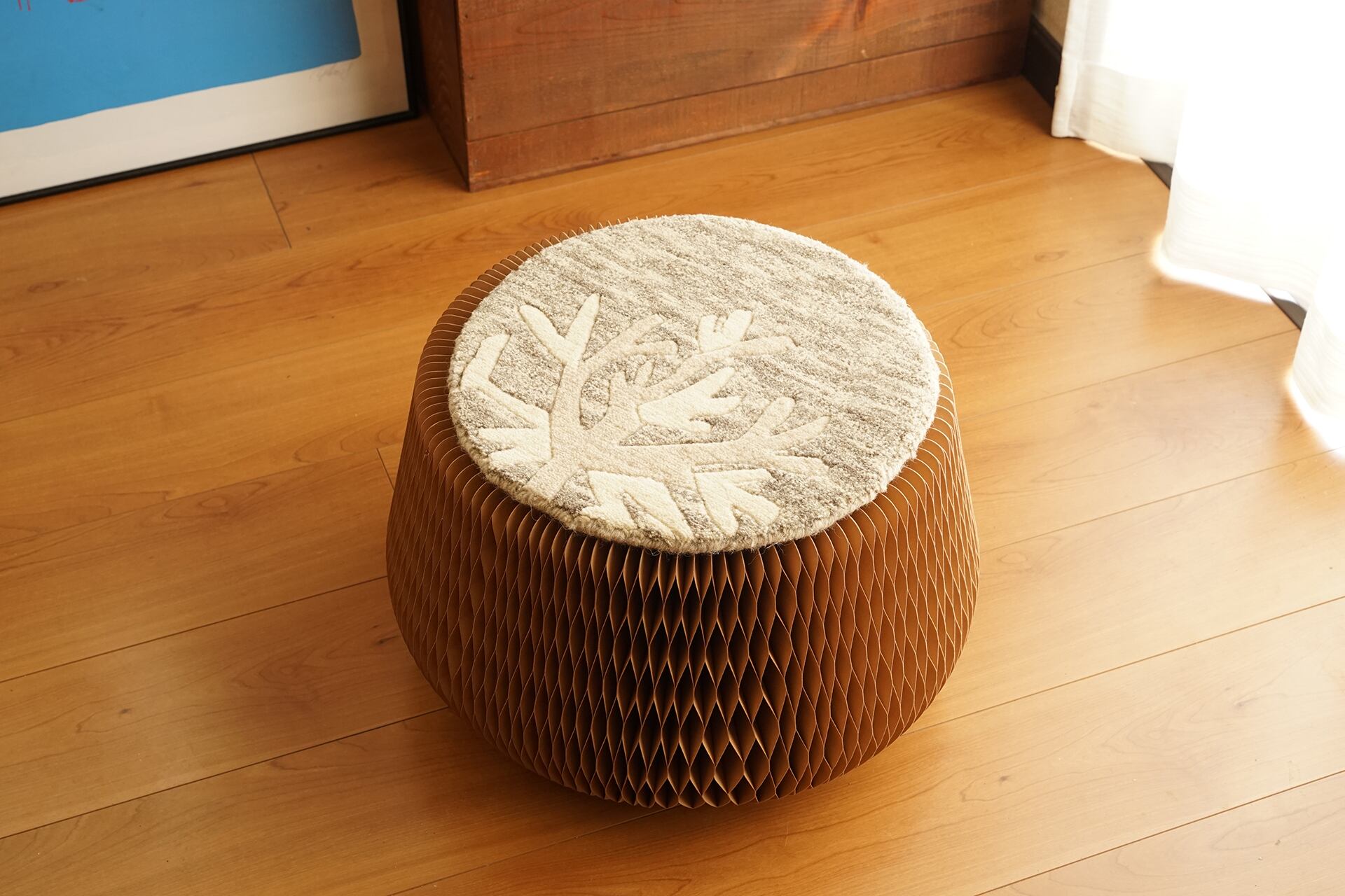YOKOMAT coral 2 _チェアパッド_ウールラグ_手織り_ナチュラルカラー