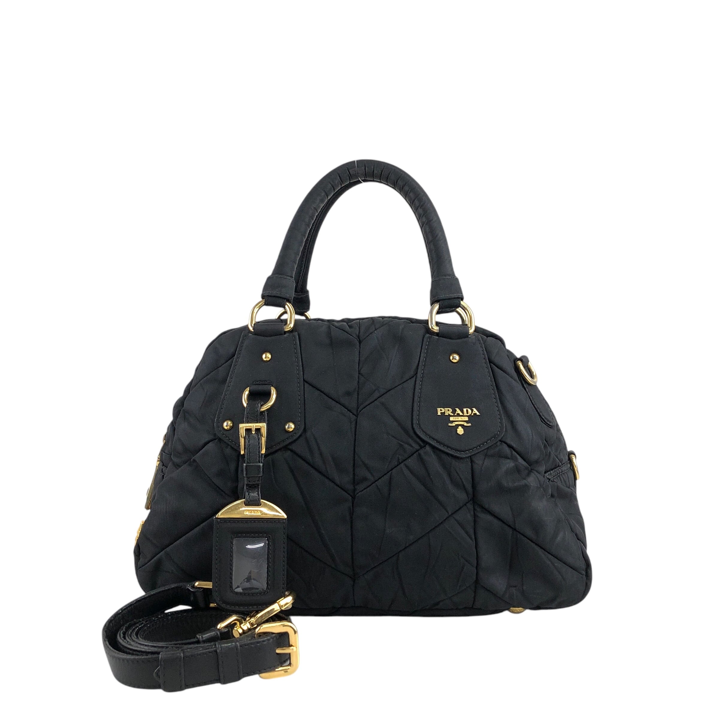 PRADA プラダ ショルダーバッグ ブラック ロゴ キルティング ナイロン