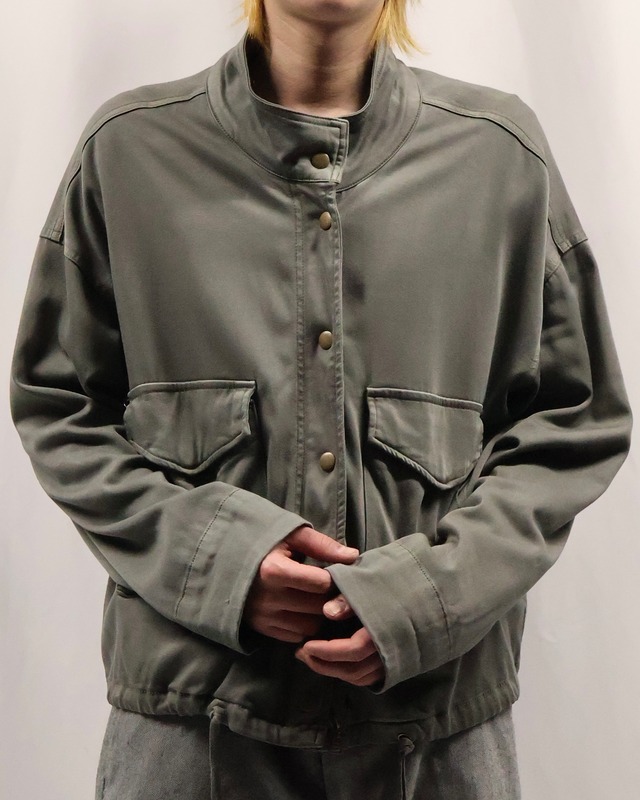 drawstring rayon rider jacket