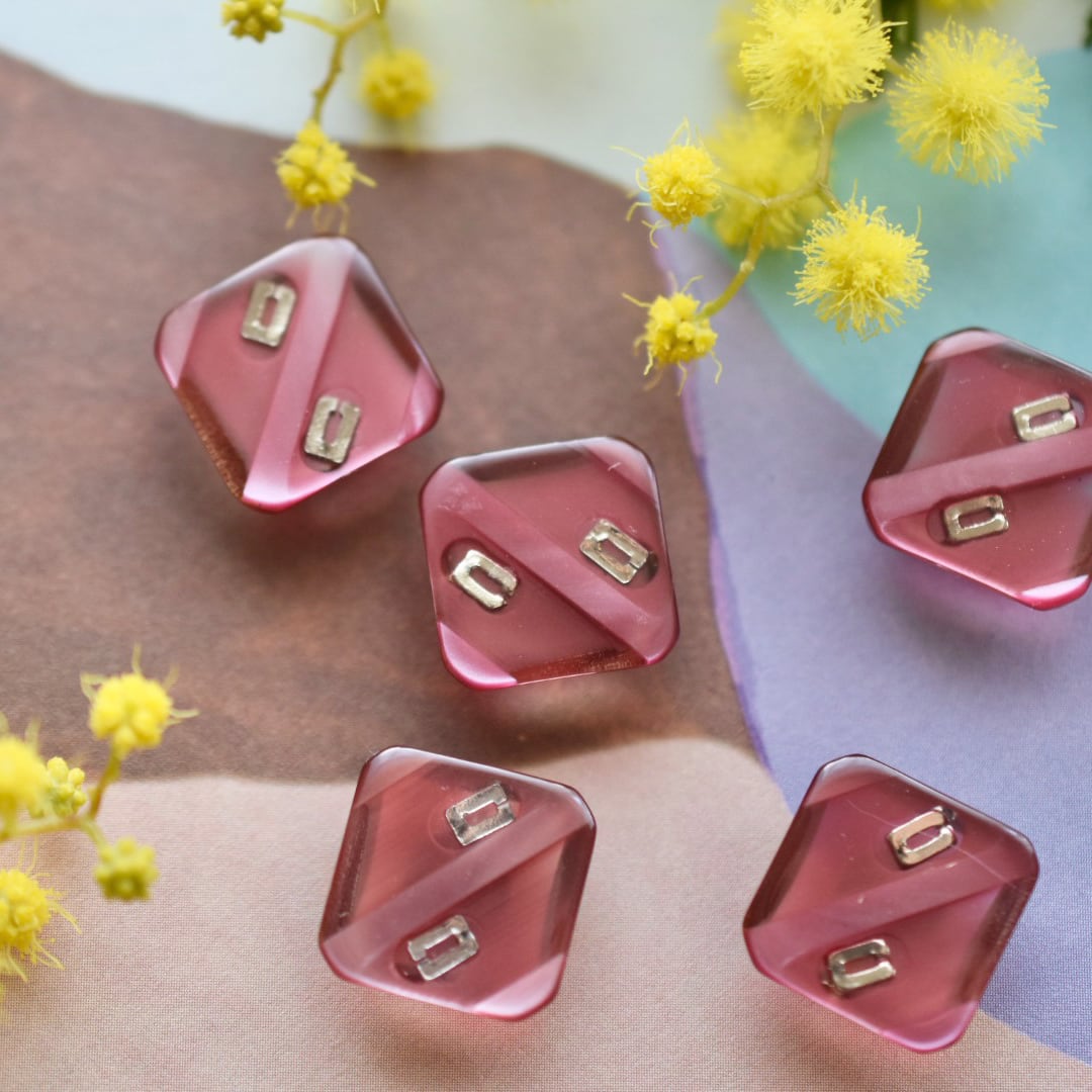 ●『2個セット』スクエア シャイニーピンク×シルバー 17㎜