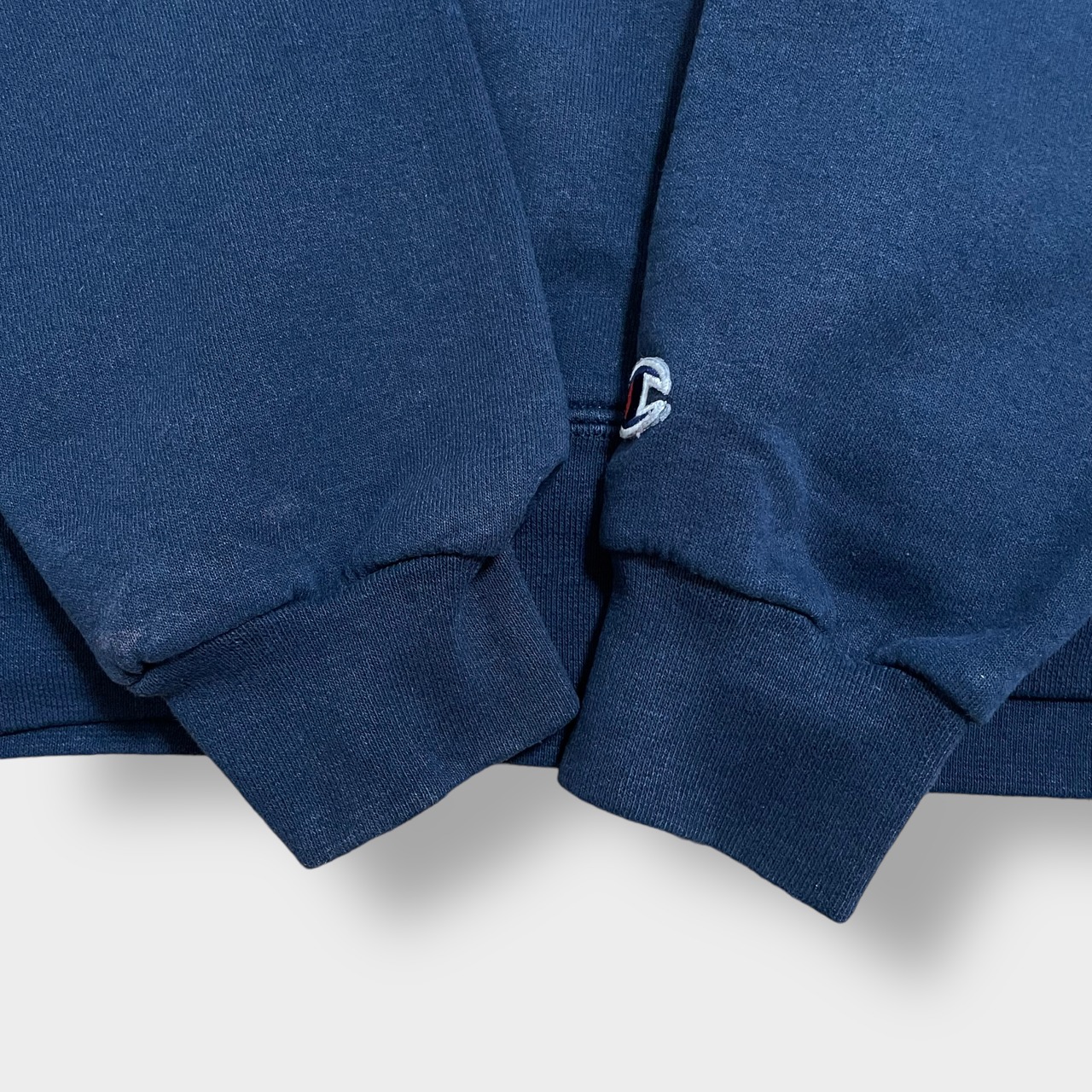 champion 高校 プリント アーチロゴ パーカー プルオーバー スウェット フーディー ネイビー セント・メアリーズ・ライケン M チャンピオン us古着