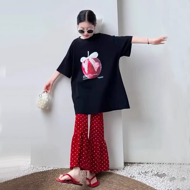 130~180♡オーバーサイズTシャツ+ドット柄パンツセット