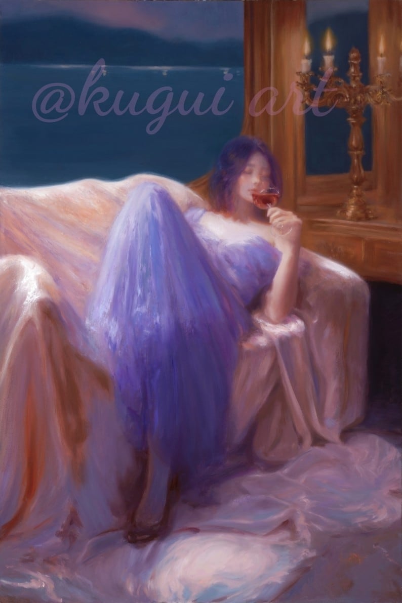 油彩画 嫣然たる微笑み | kuguiart