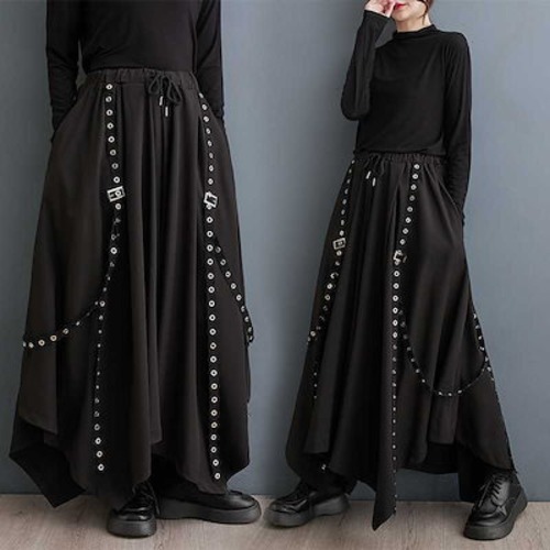 「ファットガール」 2024春 ワイドパンツ キュロットスカート 飾り付き レディース ロングパンツ メガ割