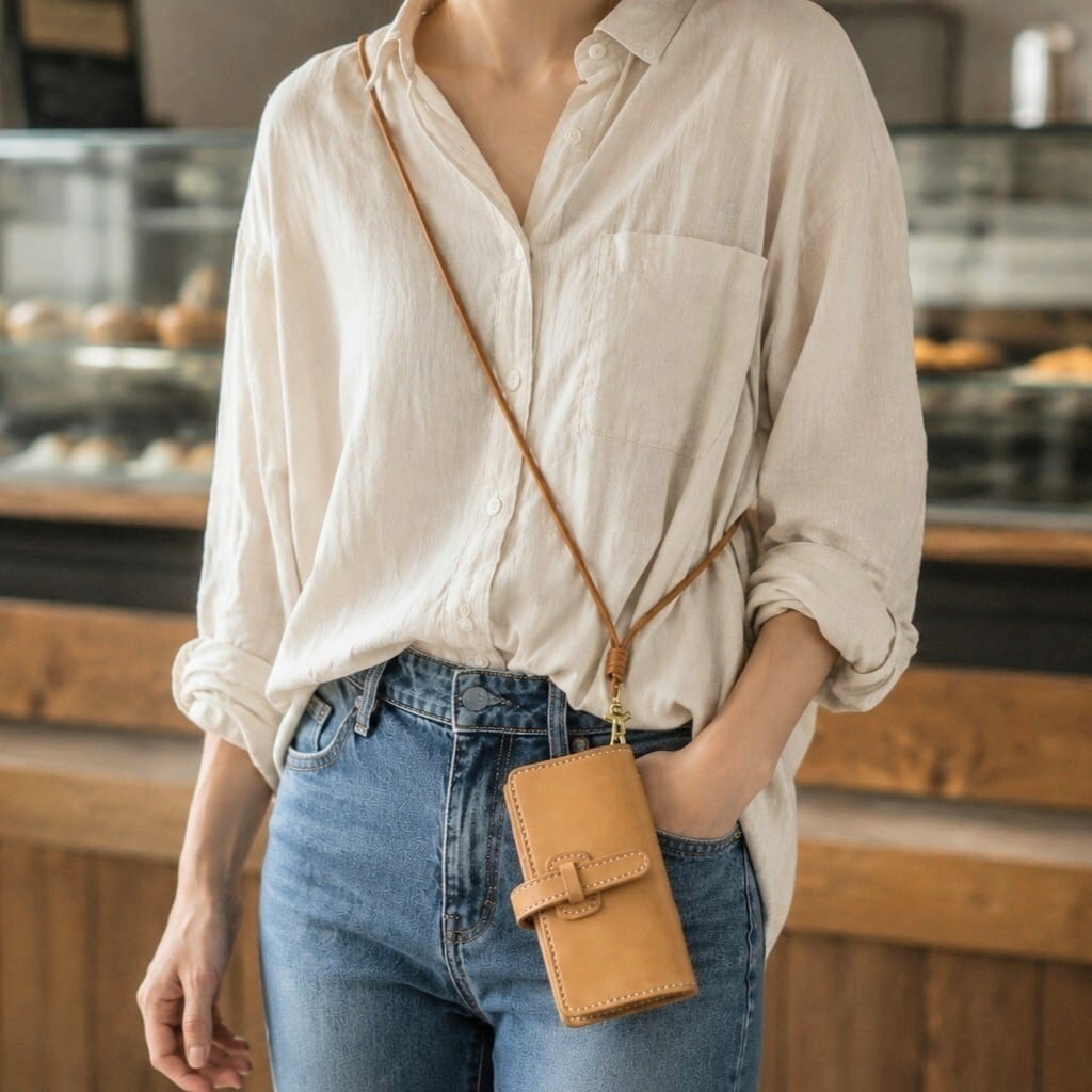 【受注製作】本革シンプルショルダースマホケース全種類対応