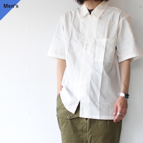 【ラスト１点】THE HINOKI 半袖ジップシャツ OG Cotton Poplin Half Sleeve Zip Shirt / TH23S-21　（White）