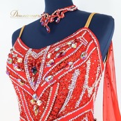 社交ダンス 衣装 タカダンス TAKADANCE スタンダード ドレス スタンダードドレス ワンピース 赤 フロート レース デモ 競技 ダンス パーティ 発表会 レッド系 豪華 ドレス 衣装 大きなフロート フロア映え 競技用 パーティドレス 発表用 衣装用 ダンス衣装 競技衣装