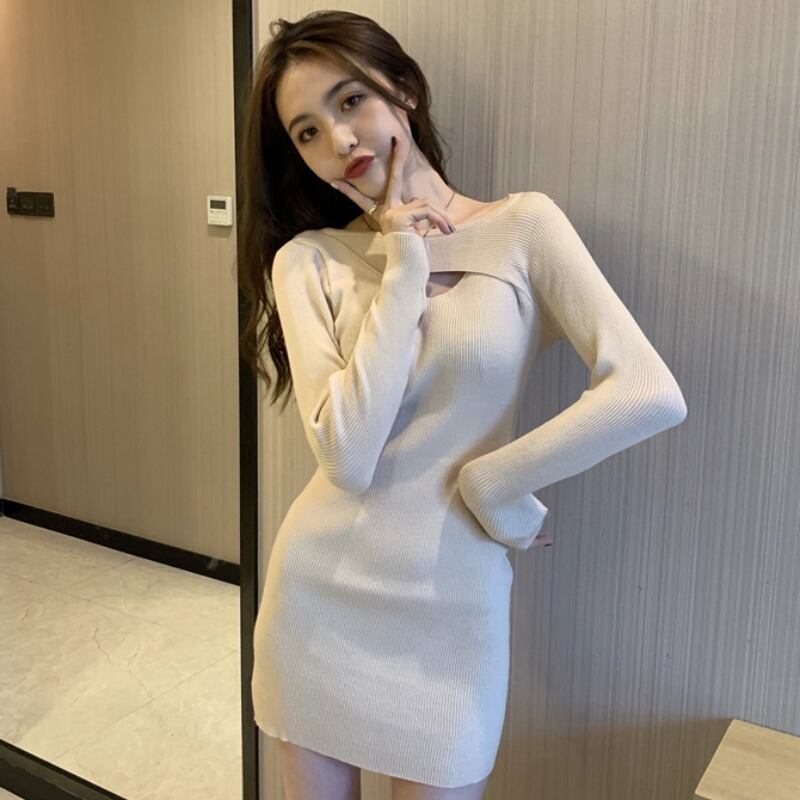 ニットオータムウェスト薄手スカート 秋物 ウィンター 冬物 YY-ファッション8697409447