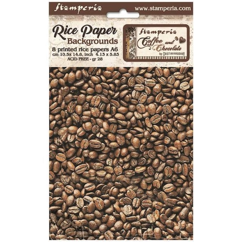 Stamperia Selection 8 Rice paper A6 backgrounds - Coffee and Chocolate　ライスペーパー8枚セット　DFSAK6012【Stamperia（スタンぺリア）】[ST-109p]