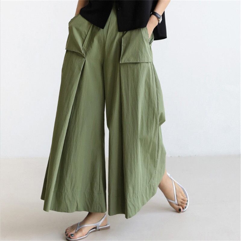 Side pocket cropped wide pants 204731