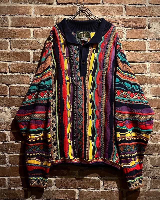 【Caka act3】“TOSANI” Vintage Loose 3D Knit Polo