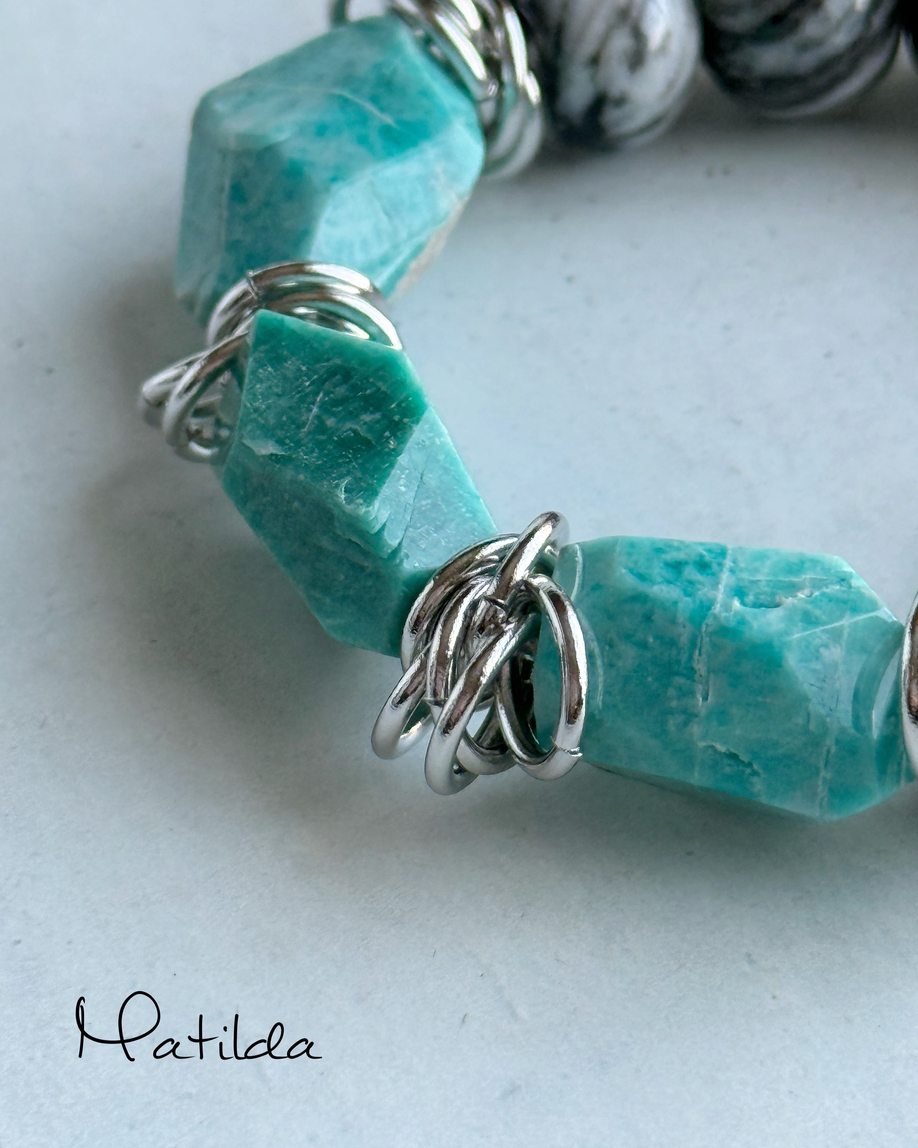 bicolor bracelet(アマゾナイト×ゼブラジャスパー)