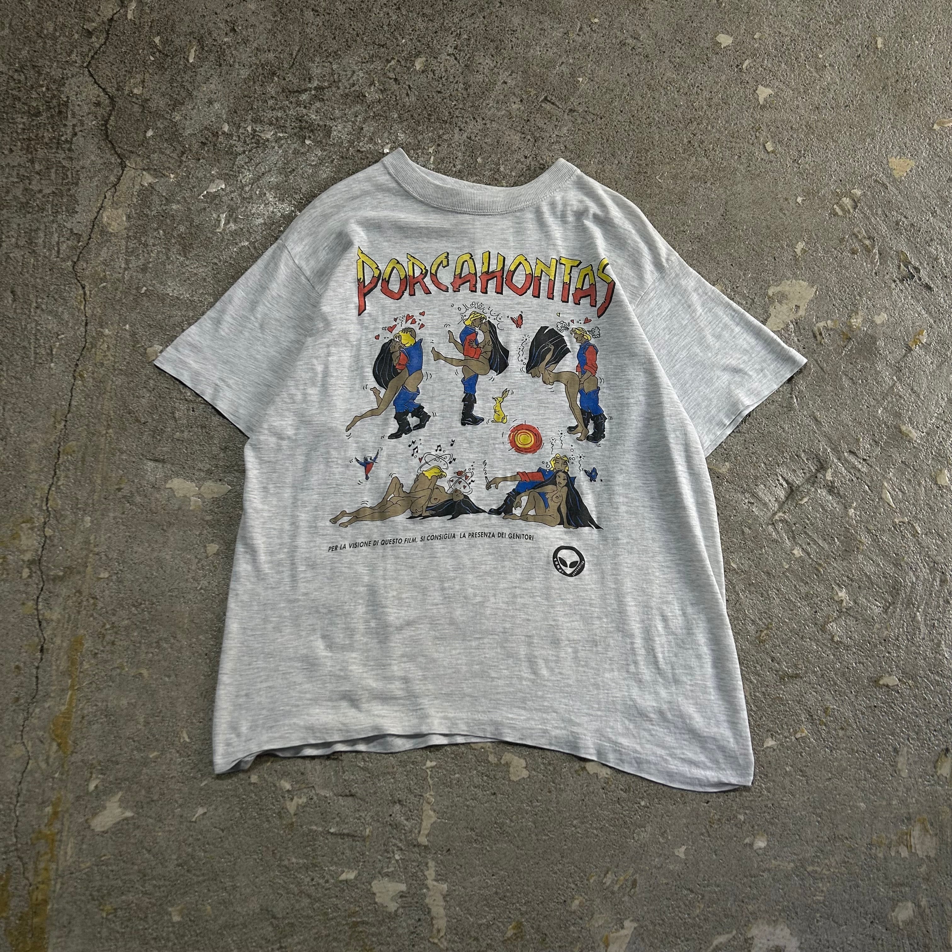 90s Pocahontas parody " PORCAHONTAS "T-shirt【仙台店】