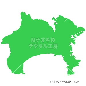 少しゆるい神奈川県地図 フチなし 【I_214】　Kanagawa prefecture map a little loose borderless