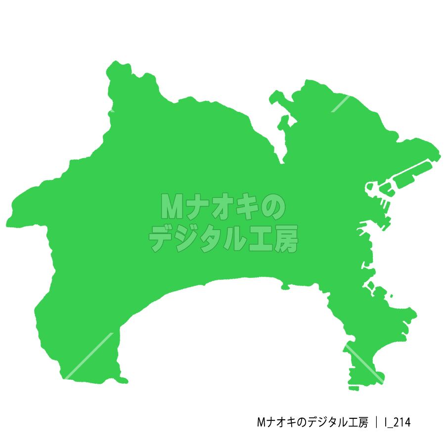少しゆるい神奈川県地図 フチなし 【I_214】　Kanagawa prefecture map a little loose borderless