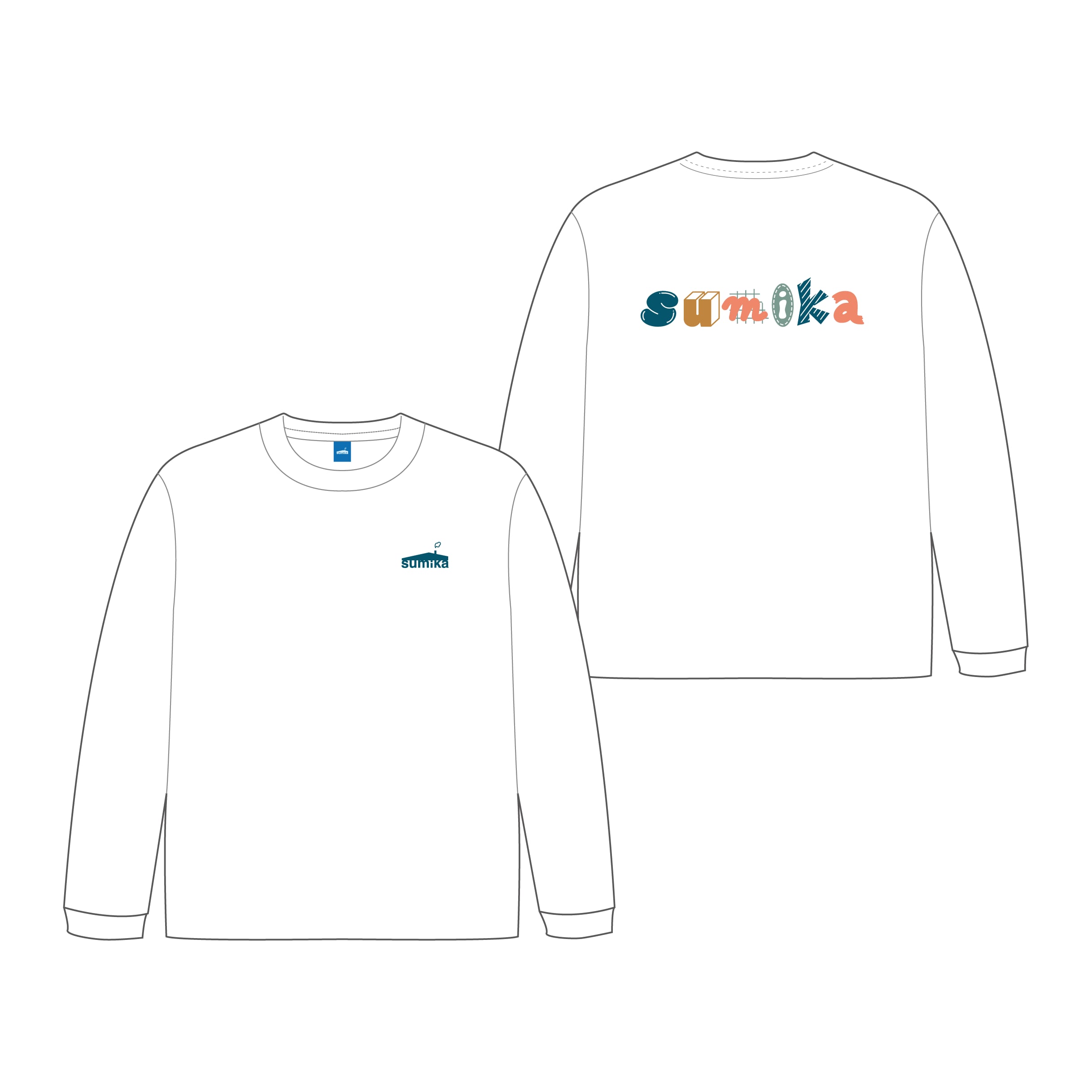 sumika / スクラップロゴロングスリーブTシャツ（ホワイト）