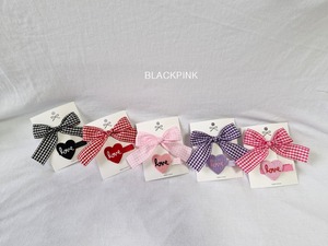 [BLACKPINK] Accessory) Check Heart Ribbon Set-up / [블랙핑크] 악세)체크하트리본세트
