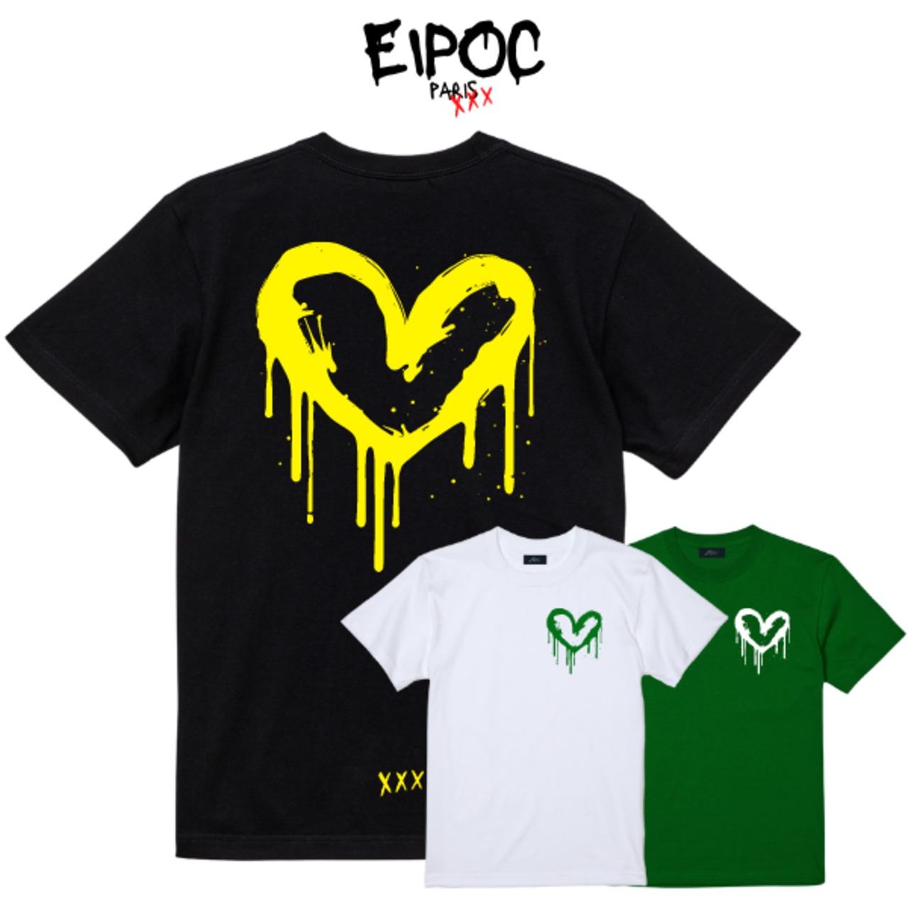 EIPOC PARIS 「"Spray Love #A" S/S T-Shirts Black/White/Green」 - 1