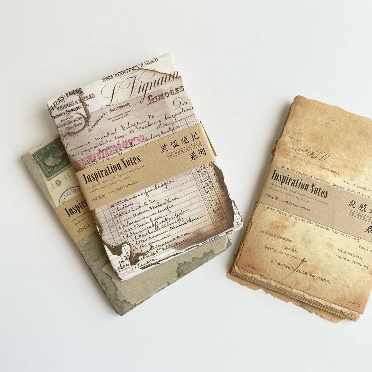 【 完売 】オールドグランジ ペーパー|素材紙 50sheet レトロ ヴィンテージイラスト