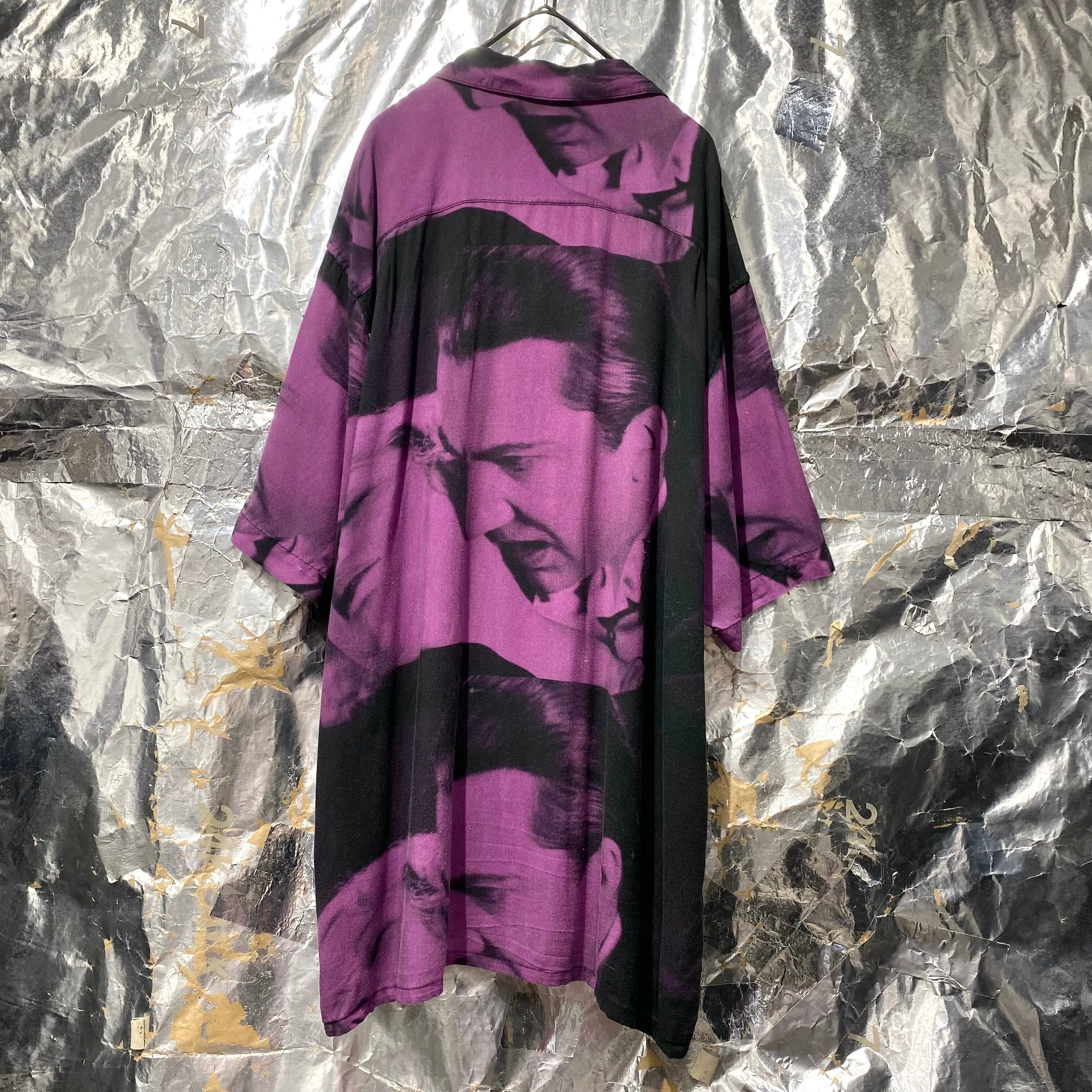 紫 M Bela Lugosi Rayon S/S Shirt 半袖シャツ