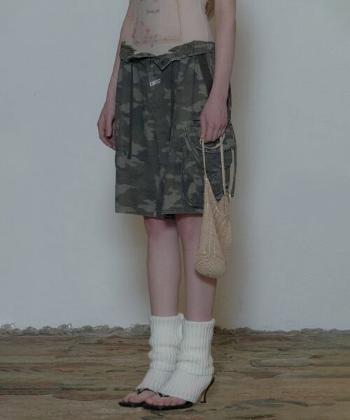 SCULPTOR] Twill Cargo Half Pants Forest Camo | もごつ