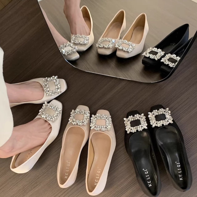 Square rhinestone pumps A1653