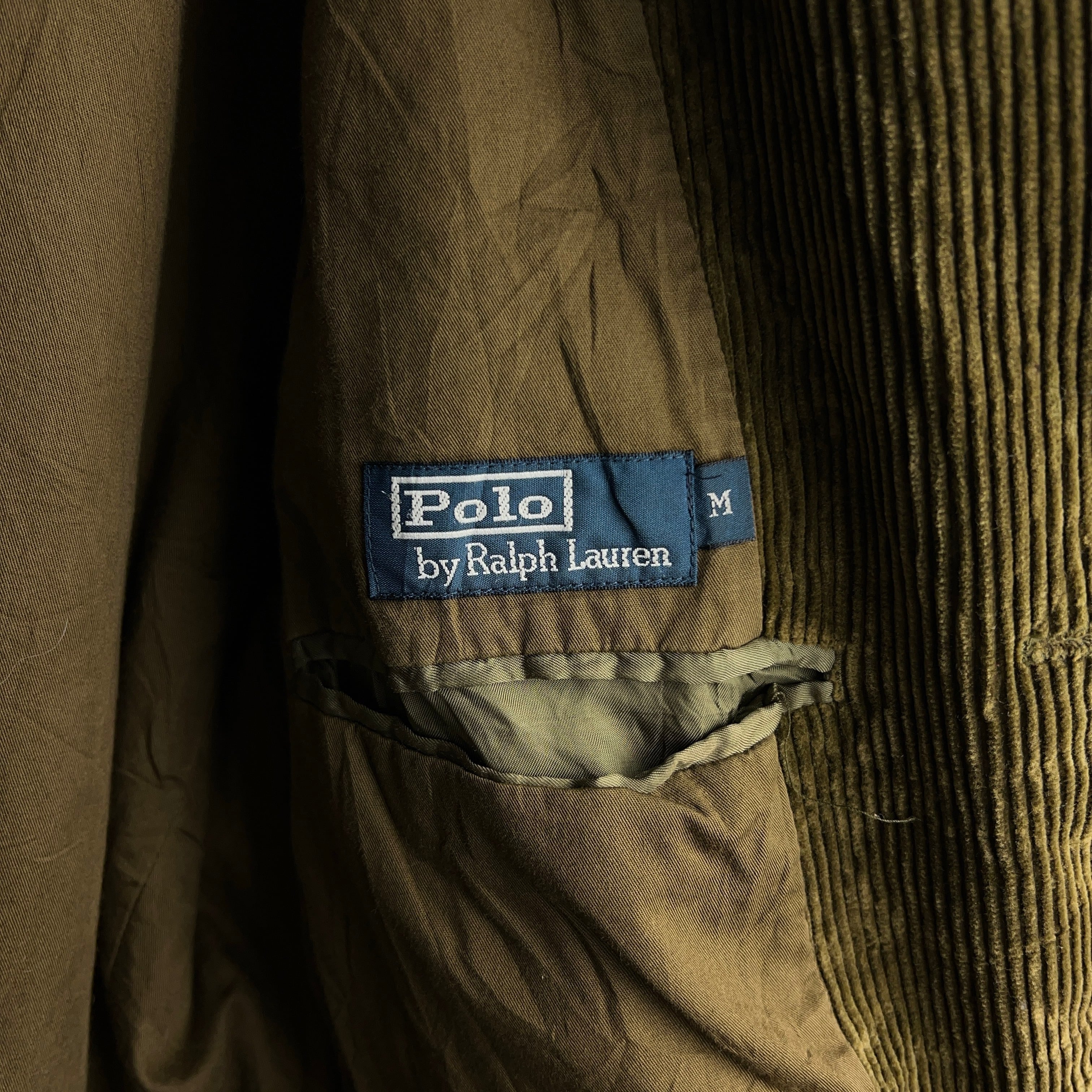 90's~ Polo by Ralph Lauren Corduroy Tailored Jacket SIZE M 90年代 00年代  ポロラルフローレン コーデュロイ テーラードジャケット オリーブグリーン【1000A660】【送料無料】