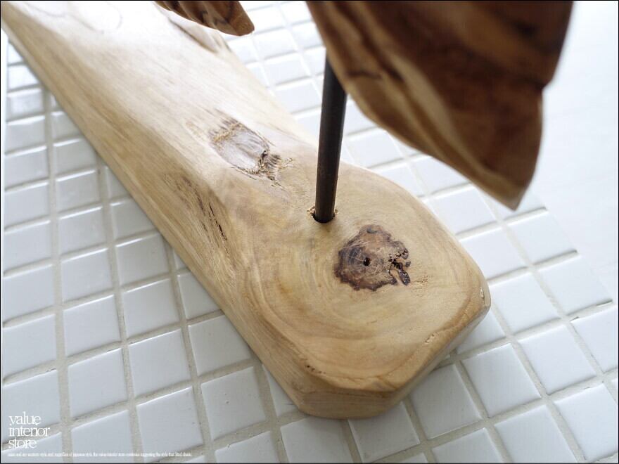 チーク無垢材 置物／魚 装飾 魚の形のオブジェ カフェ装飾 飾り