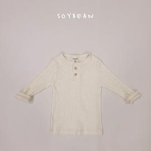 【SOY BEAN】 コットンヘンリーネックTシャツ／アイボリー（80–120cm）