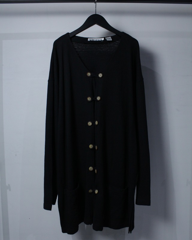 【Caka BLACK】Multi Hoop Button Gimmick Linen Mix Shirt Jacket