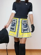 Baroque pattern pleats skirt （yellow / green）