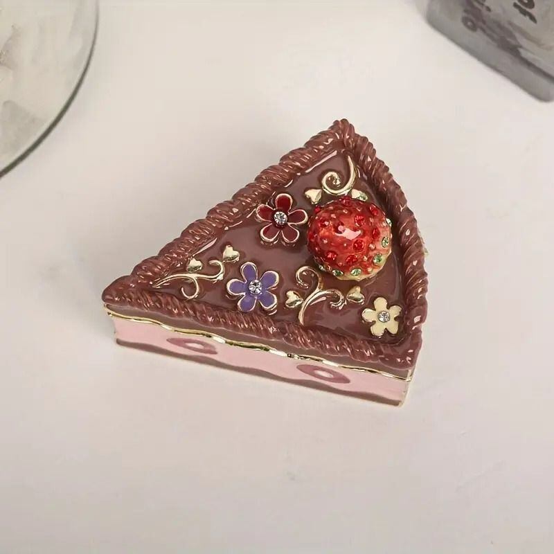 ショートケーキの小物入れ メタル チョコ クリーム ラインストーン 花