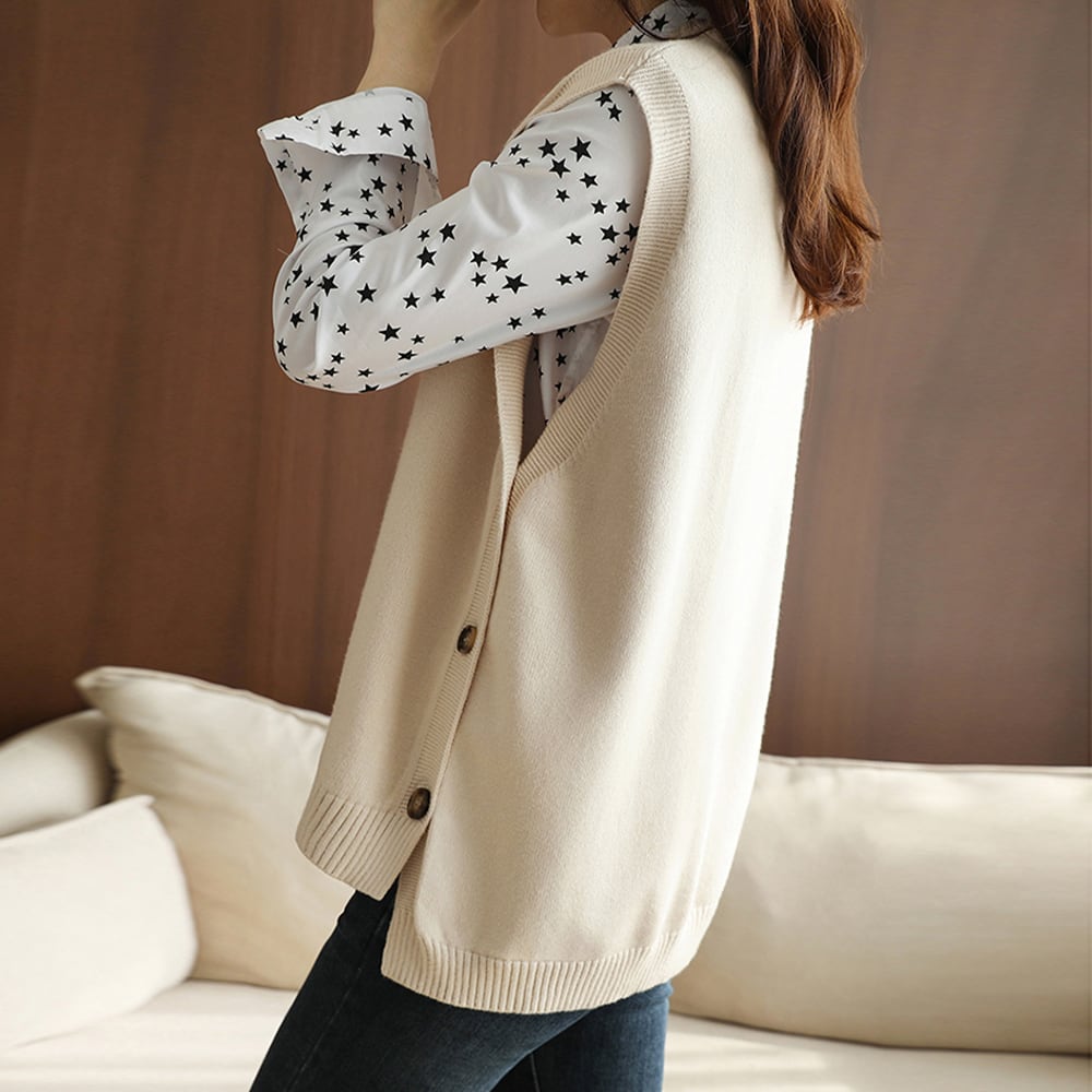 ニット ベスト レディース 韓国 春秋冬 トップス レイヤード 重ね着 おしゃれ 大人 きれいめ かわいい ゆったり 体型カバー シンプル 大人可愛い 大人女子